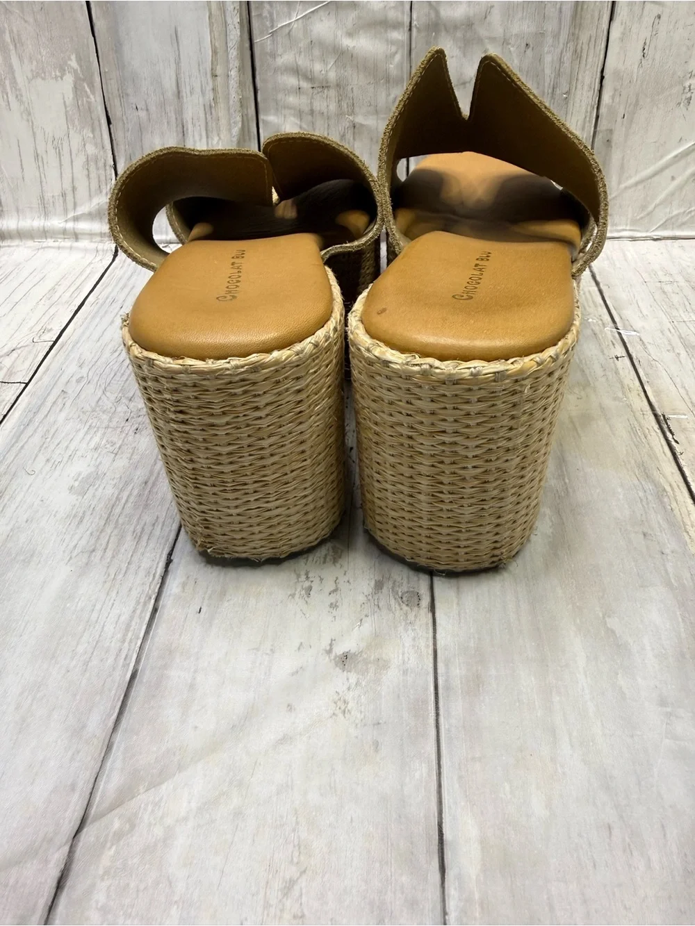 Chocolat Blu Jamie platform wedge sandals taupe suede